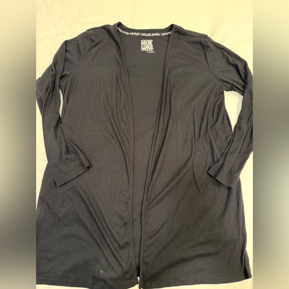 Muk Luks Black Ribbed Cardigan